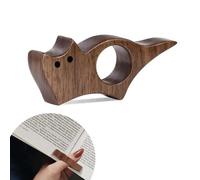 JEYORZY Nogal Soportes para Páginas, Anillo de Madera, Abridor con Anillo para Pulgar, Marcadores, Marcapaginas Automatico, Marca Paginas para Lectores Amantes de los (Forma de gatito)