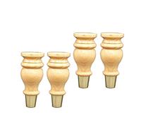 JFHEUEHY Patas de madera de goma para gabinete, 4 patas de repuesto para muebles, carga máxima de 500 kg, con funda de cobre, patas de madera para sofá (15 cm, color barniz)