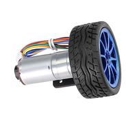 JGA25-371, DC12V Motor de Engranaje Codificador de Bricolaje con Soporte de Montaje Kit de Rueda de 65 Mm, Motor de Engranaje de Reducción de Microvelocidad Eléctrica para, (Velocidad 30)
