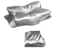 JGCJGG Funda de Almohada Gris Plata Funda Almohada Cuello Funda Almohada Memory Foam Funda Almohada Cómoda Ergonómica Funda Almohada Cuello Ortopédica Seda