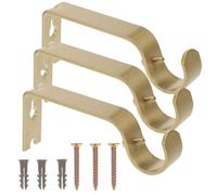 JHKNNK 3 Soportes Ajustables para Barra de Cortina de Hierro Tornillos, Soporte Central Pared, Resistente y Estable, Adecuado para Montaje en Ventanas y Puertas