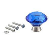 JHSDHYD Pomos De Cristal 2 pomos de cristal con tornillos, 40 mm/1,57 pulgadas, for muebles cocina, color blanco, azul, rosa, verde, negro y rojo(Blue)