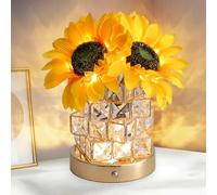JHXLAMP Lámpara táctil de girasoles, lámpara de mesa inalámbrica recargable, 3 colores, atenuación continua, pequeña luz nocturna, regalo para mamá para San Valentín, día de la madre, Navidad