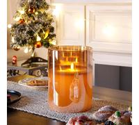 JHY DESIGN Velas de cera real con 3 mechas, velas LED sin llama a batería con temporizador de 6 horas y efecto 3D, para fiesta, salón, boda (Grande, oro)