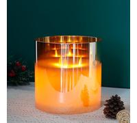 JHY DESIGN Velas de cera real con 3 mechas, velas LED sin llama a batería con temporizador de 6 horas y efecto 3D, para Navidad, salón, boda (Pequeña, oro)