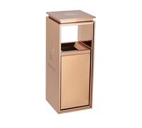 JIANBOHAIRS Outdoor Trash Can Bote de basura comercial de acero inoxidable, entrada de ascensor con vestíbulo con cenicero, cubo de basura de centro comercial(Gold,Large)