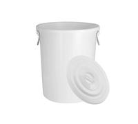 JIANBOHAIRS Outdoor Trash Can Bote de basura comercial de gran capacidad con tapa, bote de basura engrosado for cocina doméstica, contenedor de residuos Industrial redondo(White,X-Large)