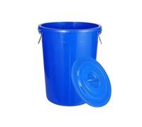 JIANBOHAIRS Outdoor Trash Can Bote de basura comercial de gran capacidad con tapa, bote de basura engrosado for cocina doméstica, contenedor de residuos Industrial redondo(Blue,Medium)