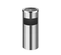 JIANBOHAIRS Outdoor Trash Can Bote de Basura Contenedor de Basura Comercial de Acero Inoxidable for Exteriores con Cenicero 24,5 x 24,5 x 60 cm(Silver)