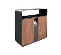 JIANBOHAIRS Outdoor Trash Can Bote de basura de doble barril for exteriores,Papelera de basura resistente de metal,Papelera for porche, patio trasero