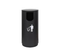 JIANBOHAIRS Outdoor Trash Can Cubo de basura comercial, redondo, for interior y exterior, de metal, for hogar, oficina y restaurante.(Black,Large)