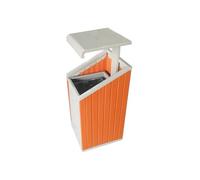 JIANBOHAIRS Outdoor Trash Can Papelera comercial grande, 2 paneles de madera de plástico y cubo interior extraíble, papelera de reciclaje for exteriores con tapa superior