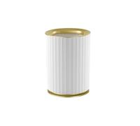 JIANBOHAIRS Papelera Papelera de cocina for baño, dormitorio, sala de estar y oficina, color blanco con borde dorado. Papelera de oficina.(9 L)