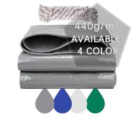 Jianyana Lonas, PVC Lona Impermeable Exterior con Ojales, 4x4 m, 440 g/m² Lona Remolque Lona Piscina, Anti-UV, Resistencia al Desgarro, Diez Metros de Cuerda, Gris