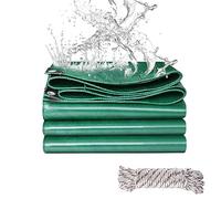 Jianyana Lonas, PVC Lona Impermeable Exterior con Ojales, 4x5 m, 440 g/m² Lona Remolque Lona Piscina, Anti-UV, Resistencia al Desgarro, Diez Metros de Cuerda, Verde
