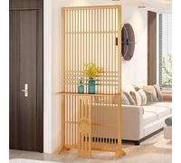 JIAOCKJIAO Separador de Ambientes de Bambú con Estantes de Almacenamiento, Pantalla Partición Post de Un Solo Panel, Decorativ Columna Separadora Casa de Té de Dormitorio(Natural,72x28.4in/183x72cm)