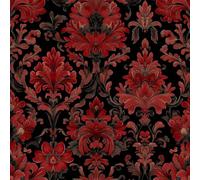 JIAOQSS Papel Tapiz Autoadhesivo De Vinilo Impermeable Floral Retro Negro Rojo Damasco Para Sala De Estar, Color G