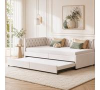 JiaOyu Sofá cama multifuncional de 90 x 200 cm, extensible, sofá de 2 plazas con función de dormir y somier, cama de día, sofá cama, ideal para salón y habitación de invitados, sin colchón (terciopelo