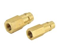 Jiawu Adaptador de Aire Acondicionado R134A de 2 Piezas, Conector de Acoplador Convertidor de Alta Presión 1/4SAE, Adaptador de Carga de Refrigerante de Latón para Conexión LP