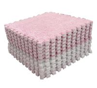 Jiawu Alfombrilla de Espuma de Felpa, Alfombrilla de Espuma Entrelazada Antideslizante con Bloqueo de Color Cortable, de de Rompecabezas de Felpa con Forro de Suave, Fácil de Montar para Dormitorio,