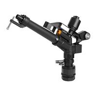 Jiawu Aspersor de Riego, Brazo Oscilante Giratorio de 360 Grados, Boquilla de Riego Ajustable con Adaptador de 1,5 a 1 Pulgada para Granja, Huerto, Césped, Jardín, Parque, Espacio Verde, Aspersor