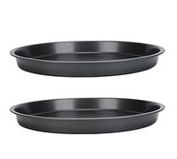 Jiawu Bandeja para Pizza, Paquete de 2 Bandejas para Pizza Antiadherentes de Acero Al Carbono, Bandeja para Hornear Redonda Espesa con Bordes Inclinados, para Panadería de Cocina Casera (10 pulgadas)