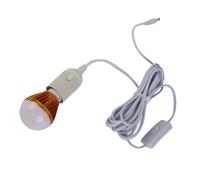 Jiawu Bombilla de Bola E27, Luz Blanca en Espiral para Tienda de Campaña, 12 V, 5 W, con Línea de CC de 3 Metros, Blanco Cálido, Suave, sin Deslumbramiento, Casquillo de Rosca E27 Universal Extraíble,
