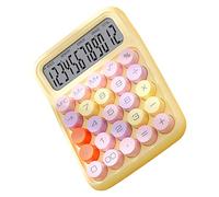 Jiawu Calculadora de Teclado Mecánico Colorida, Calculadora Electrónica de Escritorio con Teclado Numérico y Funciones Científicas, Diseño ABS Duradero para Uso en Casa, Escuela, Oficina (Yellow)