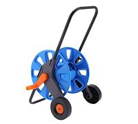 Jiawu Carro de Carrete de Manguera de Jardín, Estante Portátil de | Enrollador de manguera de aluminio con ruedas, para tubo G1/2 de 50 m, para limpieza de patios, césped, jardines y