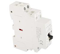 Jiawu Contactor de CA Doméstico de Carril DIN 2P 25A 220V 50Hz con Interruptor de Control Manual, 250VAC, Funcionamiento Silencioso por Debajo de 15dB, 75% de Ahorro de Energía (2NC)