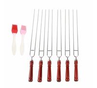 Jiawu Juego de Tenedores para Barbacoa de Acero Inoxidable de 6 Piezas con Cepillos de Silicona, Kit de Herramientas para Barbacoa a Prueba de óxido para Asar Pollo, Carne de Res, Antideslizante,