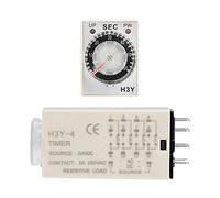 Jiawu Relé de Tiempo, Interruptor de Control del Temporizador de Retardo H3Y-4 de 24 V con Antiinterferencias de Alta Precisión, Base de Enchufe de 14 Pines para Control Automático, Remoto, (60S)