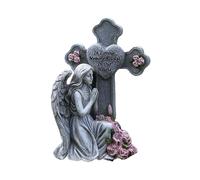 JIEBWCHA Estatuas de Ángel para Jardín,Figuras de Ángel en Oración con Luz Solar - Decoración De Resina para Cementerio Y Tumbas En Navidad Y Semana Santa