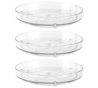JIEHIN 3 Unidades de 23 cm Lazy Susan Plato Giratorio, Organizador para frigorífico, Bandeja giratoria Transparente, Bandeja giratoria para Cocina, Estante Giratorio para Especias, Organizador para