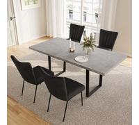 JIEXI - Mesa Extensible de Comedor MDF, 4 - 6 Personas de Cocina de Madera con Estructura metálica para Comedor, Cocina (130-170 cm Mesa de Comedor + 4 sillas Negras - B)