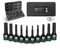 JiGiU 10PCS 1/2" Juego de Puntas de Vaso de Impacto XZN Juego de Llaves de Vaso M5, M6, M7, M8, M9, M10, M12, M14, M16, M18 con Estuche para Mecánico Profesional y Reparación de Automóviles