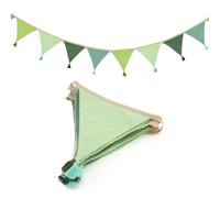 jijAcraft Banderines para habitación infantil con borlas, color verde: 2,8 m, de tela, muselina, doble cara, guirnalda de tela para habitación infantil, niña y niño para cama de casa, cuna de bebé