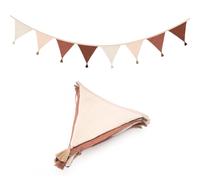 jijAcraft Guirnalda de banderines para habitación infantil con borlas, color beige y marrón: 2,8 m, tela de muselina, guirnalda de doble cara, guirnalda de tela para habitación infantil, niña y niño