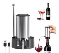 JIMACRO Aireador y Dispensador de Vino Eléctrico, Dispensador Automático Decantador de Vino con Base, Aireador de Vin Electrico Vertedor Recargable para Amantes del Vin (Aceros Inoxidables)