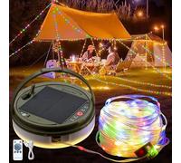 JIMACRO Lámpara de Camping Solar, 12M/39.37ft 120 LED Cadena de Luces para Camping Impermeable Guirnaldas Luces Exterior Solar para Camping, Casa, Patio, Fiesta, Boda (Multicolor)