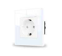 JIMEIDA Base de cristal en color blanco para empotrar, 1 compartimento Bases Schuko con contacto protector Toma de pared 16Amp, 250V, 86mm*86mm