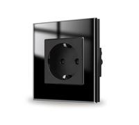 JIMEIDA Base de cristal en color negro para empotrar, 1 compartimento Bases Schuko con contacto protector Toma de pared 16Amp, 250V, 86mm*86mm