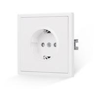 JIMEIDA Enchufe blanco mate, empotrable, 1 compartimento, tacto suave con pinza, 16 A, enchufe Schuko, enchufe de pared, 80 x 80 mm
