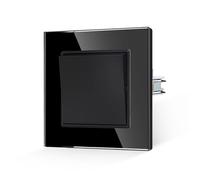 JIMEIDA Interruptor de luz negro con garras, 1 vía, empotrable, cristal, interruptor de pared, 10 A, 250 V