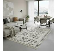 Jimri Alfombra de Pasillo - alfombras para salón, Dormitorio, Cocina, habitación Infantil, baño - Alfombra Boho Kelim - Blanco y Negro, 120 x 170 cm