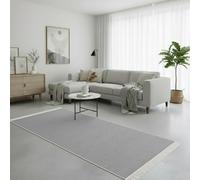 Jimri Alfombra de Pasillo - alfombras para salón, Dormitorio, Cocina, habitación Infantil, baño - Alfombra Boho Kelim - Gris Claro, 80 x 150 cm