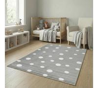 Jimri Alfombra Infantil Polka para habitación Infantil Alfombra de Lunares para bebé, habitación Juvenil, Arco Iris- Gris, 120 x 170 cm