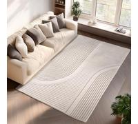 Jimri: Alfombra Moderna, de Pelo Corto y Lavable para salón, Dormitorio y habitación de Invitados, diseño Boho escandinavo con Efecto 3D, 120x170 cm - Cream