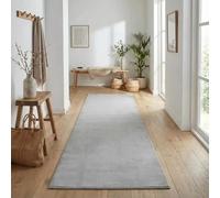 Jimri Alfombra mullida de Pelo Corto de para el hogar, Oficina, Cocina, Entrada, Pasillo, Sala de Estar, Lavable a máquina, Antideslizante, Lavable - Plateado, 80 x 250 cm
