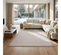 Jimri Alfombra mullida de Pelo Corto de para el hogar, Oficina, Cocina, Entrada, Pasillo, Sala de Estar, Lavable a máquina, Antideslizante, Lavable - Beige, 160 x 220 cm